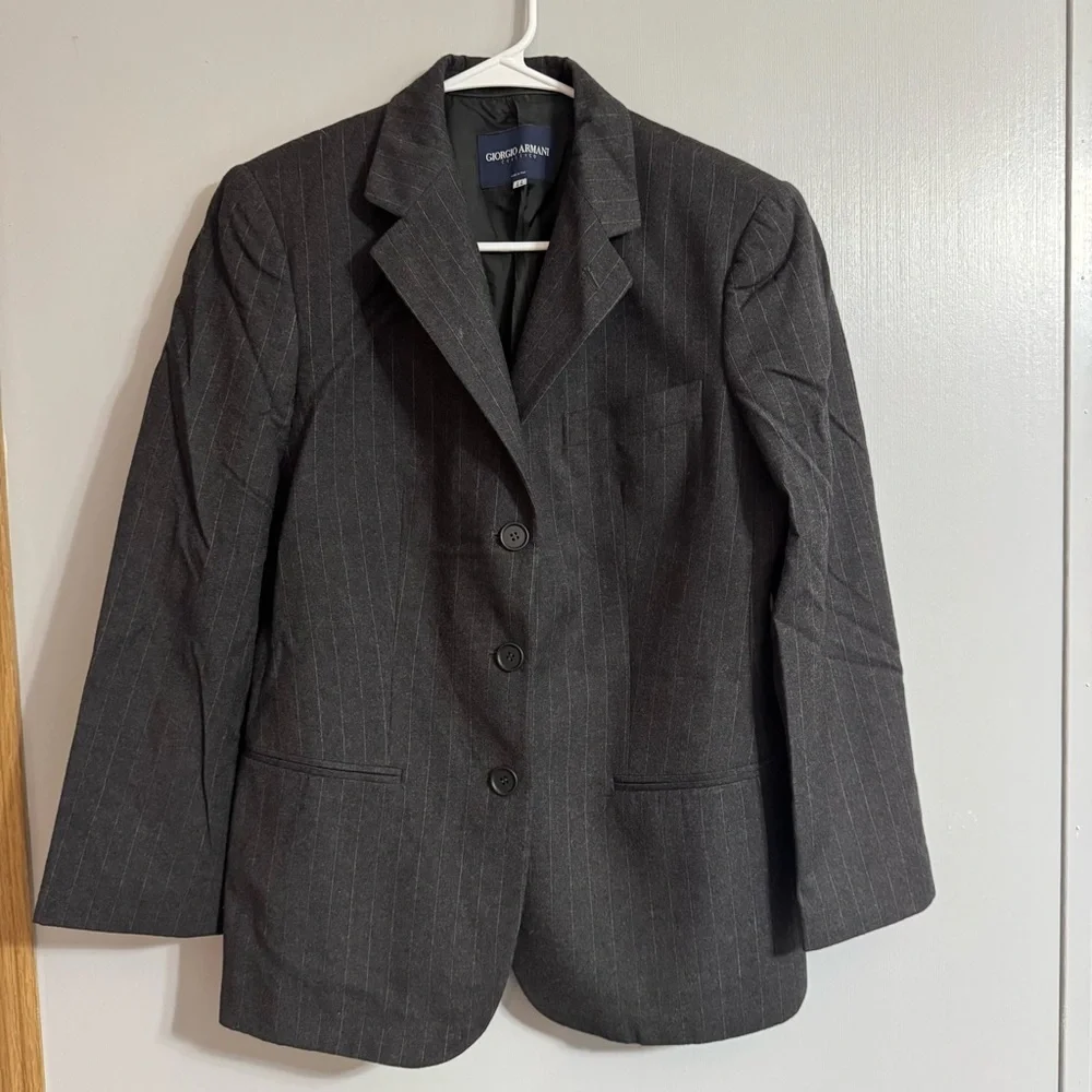 Giorgio Armani‎ Gray Striped Blazer Size 44